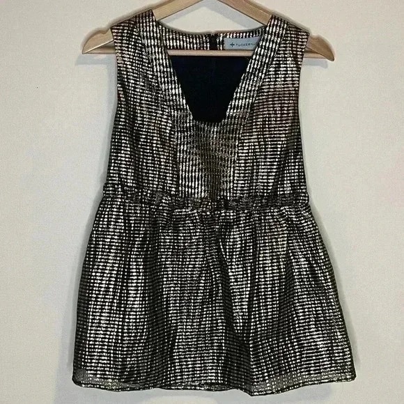Tuckernuck Metallic Lucia Peplum Sleeveless Top - Picture 5 of 5